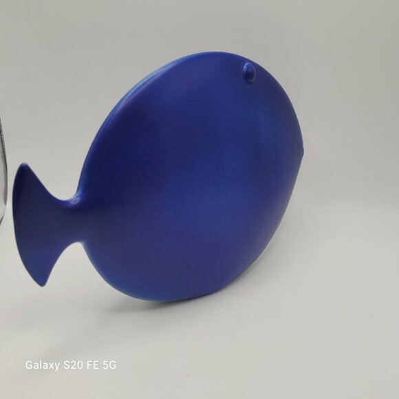 Contempory Ceramic Cobalt Blue Fish Statue - Picture 8 of 8